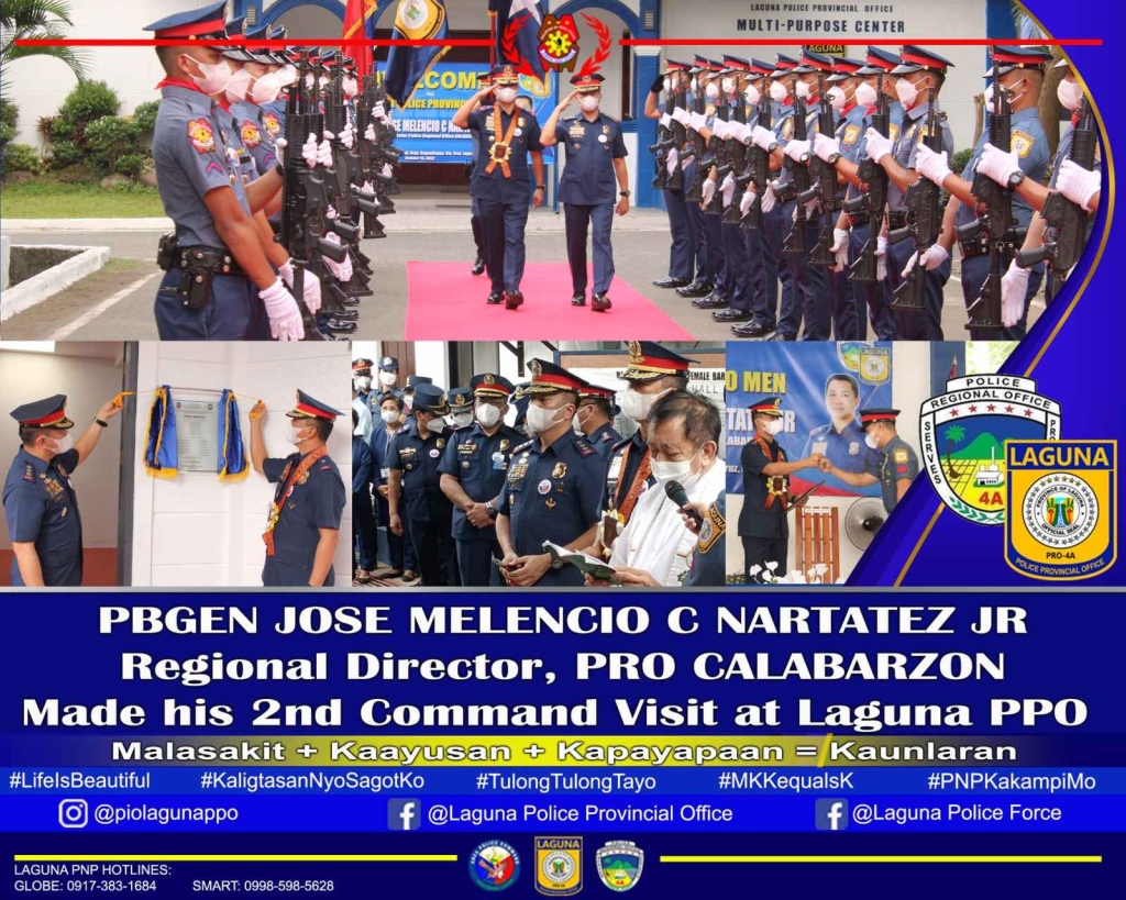 PBGEN JOSE MELENCIO C NARTATEZ JR, Regional Director, PRO CALABARZON, made his 2nd Command Visit at Laguna PPO