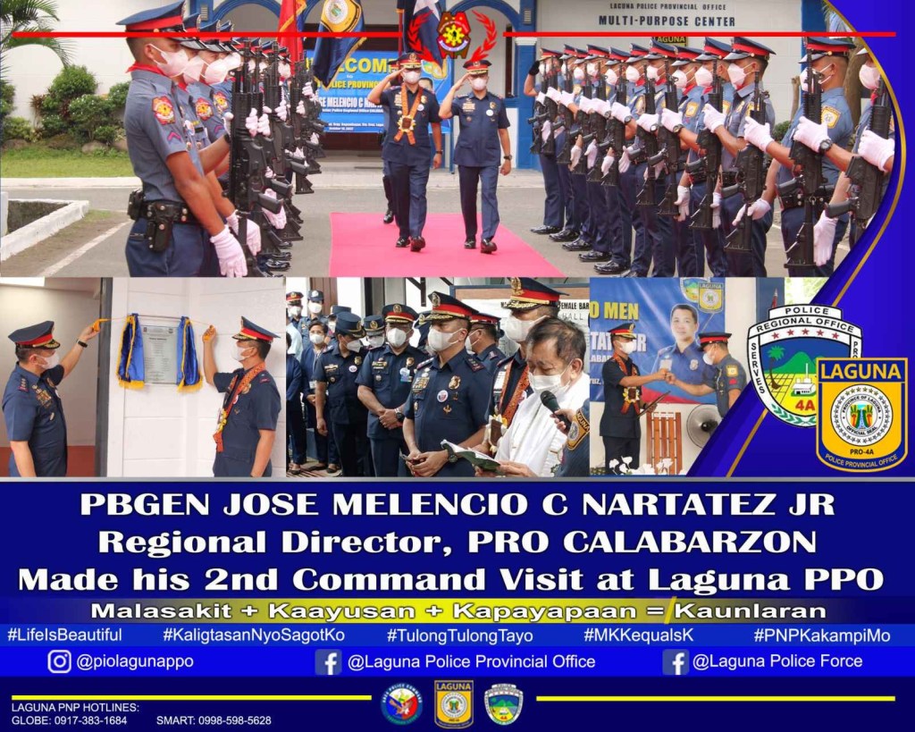 PBGEN JOSE MELENCIO C NARTATEZ JR, Regional Director, PRO CALABARZON, made his 2nd Command Visit at Laguna&nbsp;PPO