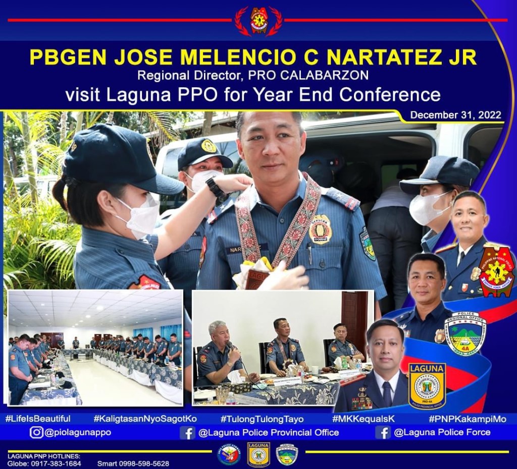 PBGEN JOSE MELENCIO C NARTATEZ JR, Regional Director, PRO CALABARZON, visit Laguna PPO for Year End&nbsp;Conference