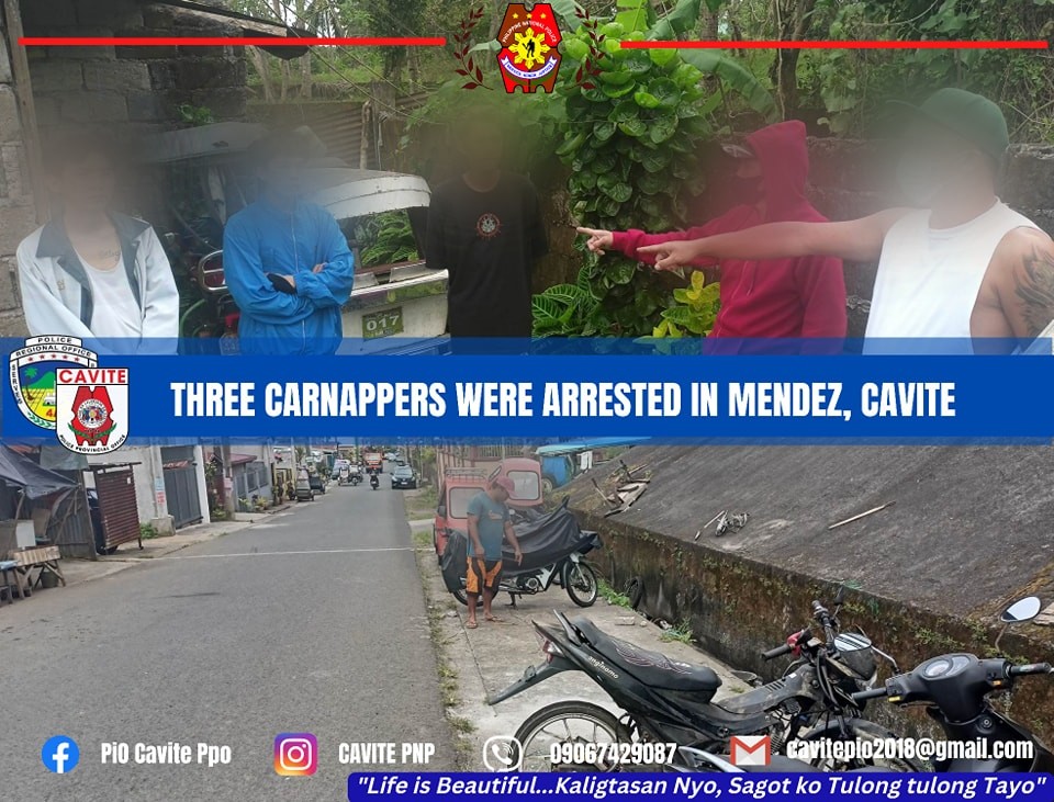 Three Carnappers Arrested in&nbsp;Mendez,Cavite