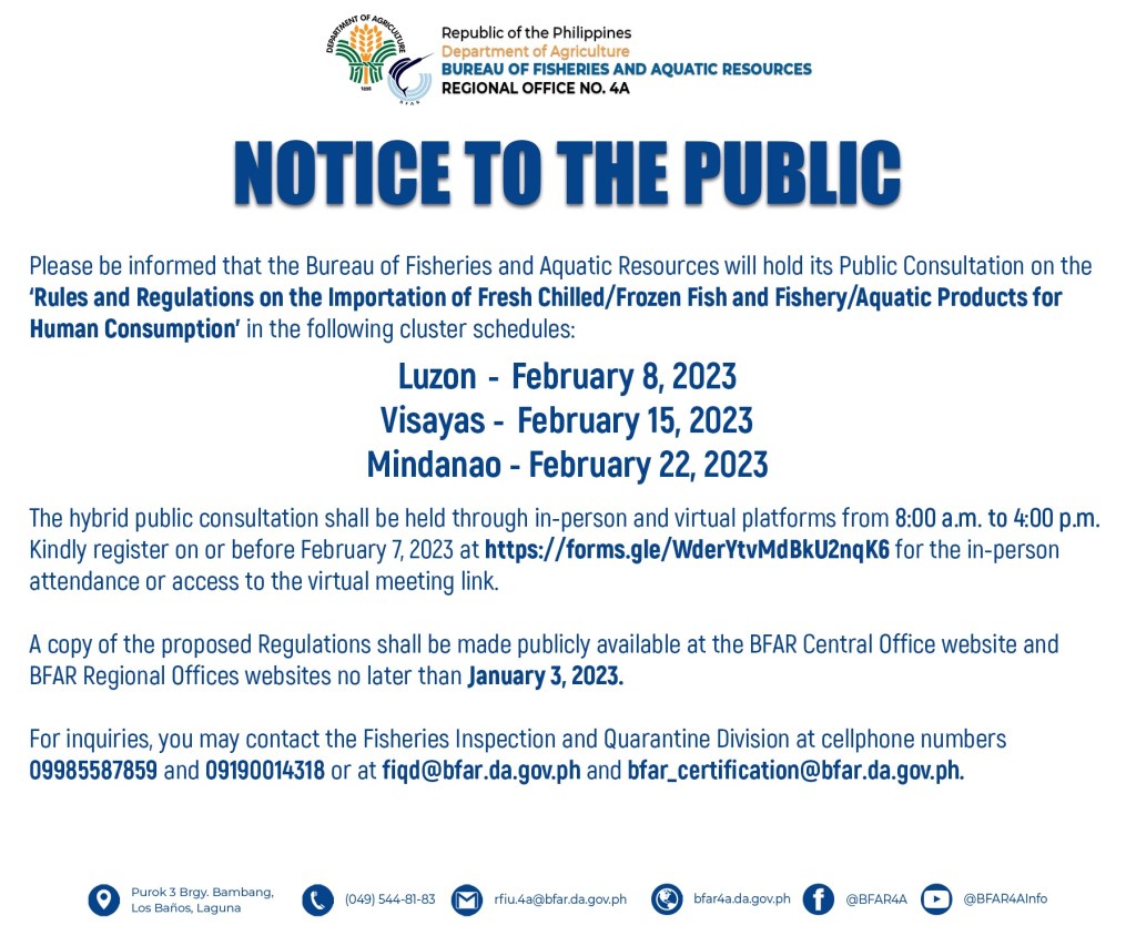 BFAR Notice to the&nbsp;Public