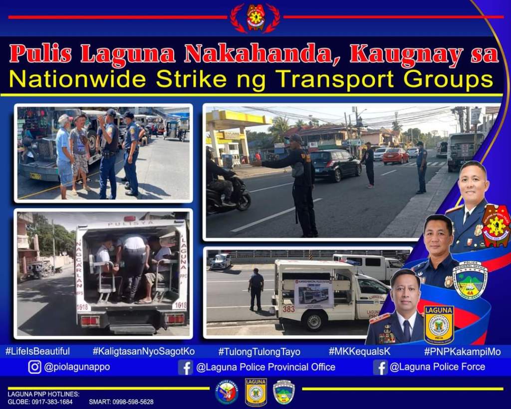 Pulis Laguna Nakahanda, kaugnay sa Week-long Nationwide Strike ng Transport&nbsp;Groups