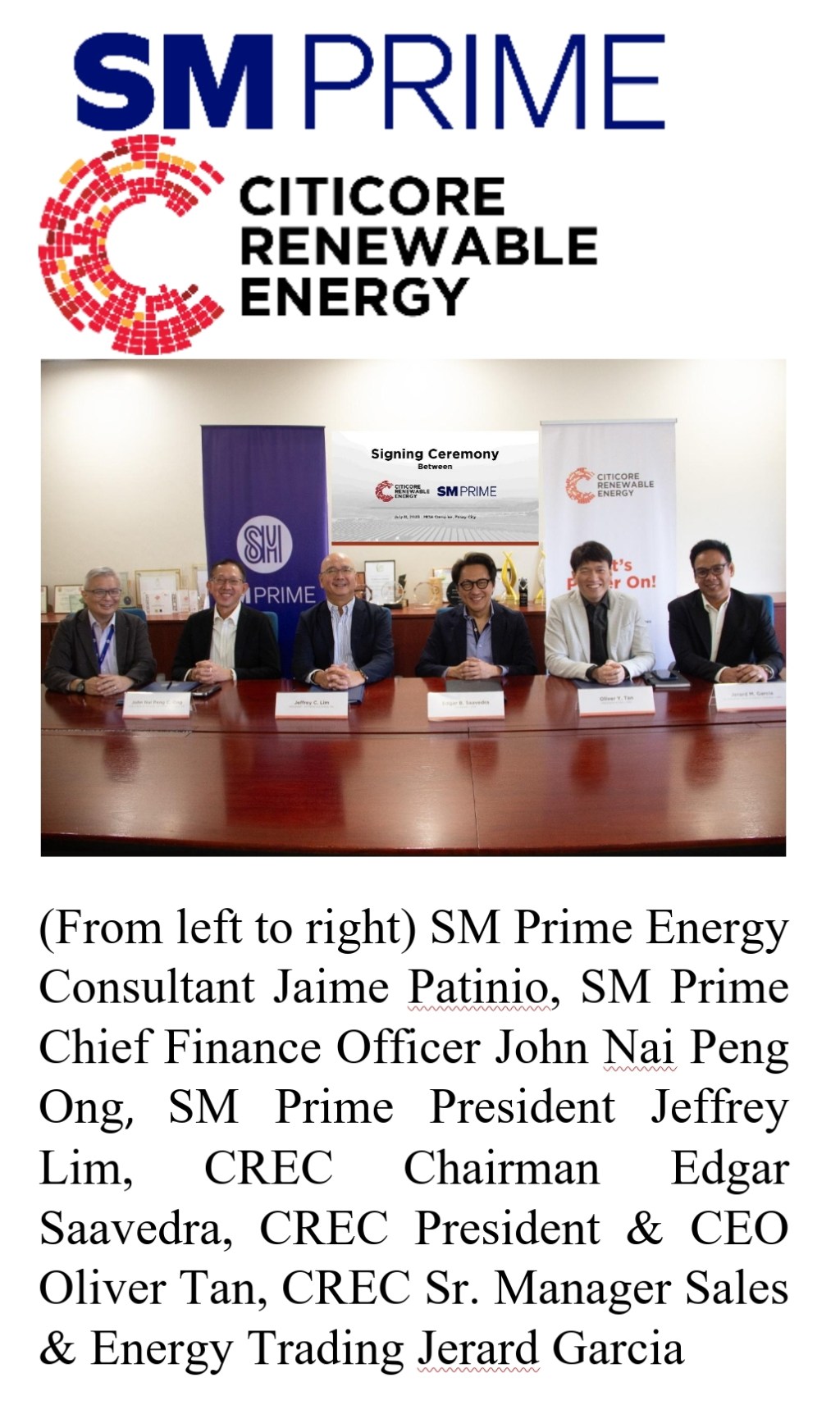 SM Prime taps Citicore Renewables for the supply of Clean&nbsp;Energy