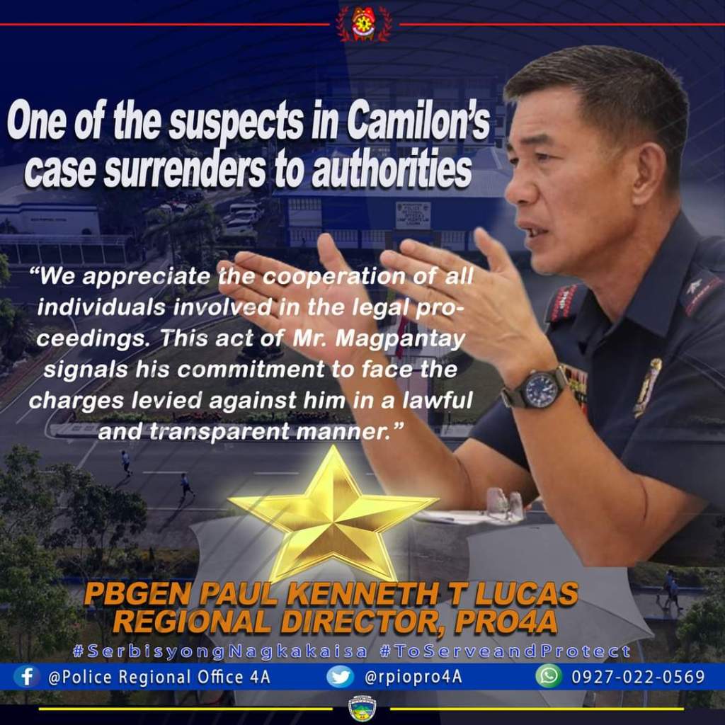 One of the suspects in Camilon’s case surrenders to&nbsp;authorities