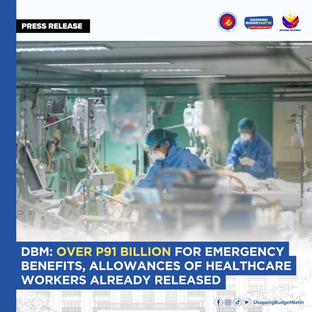 DBM: HIGIT P91 BILYON PARA SA EMERGENCY BENEFITS, ALLOWANCES NG HEALTHCARE WORKERS NAILABAS&nbsp;NA