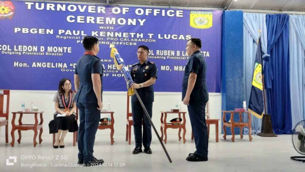 PCOL Ruben Lacuesta Takes Over as Quezon Provincial Police Director in Turnover&nbsp;Ceremony