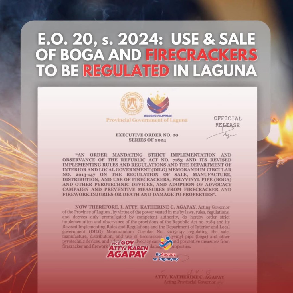 Acting Laguna Governor Karen Agapay Enforces E.O. 20 to Ensure a Safe New Year&nbsp;Celebration
