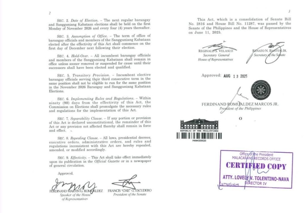 Marcos Jr. Signs Law Extending Terms of Barangay, SK&nbsp;Officials