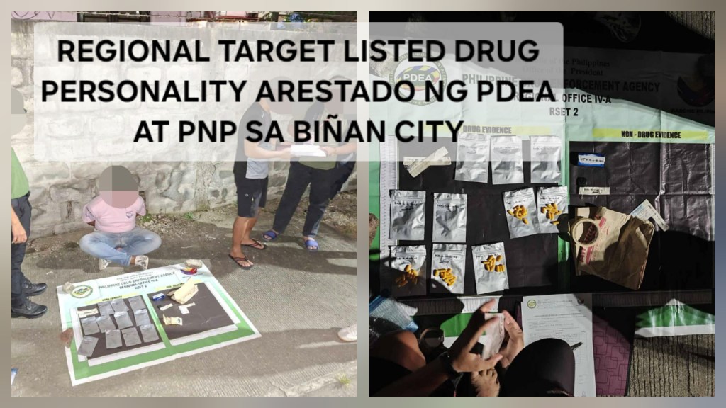 REGIONAL TARGET LISTED DRUG PERSONALITY ARESTADO NG PDEA AT PNP SA BIÑAN&nbsp;CITY