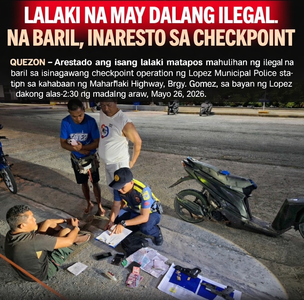 LALAKI NA MAY DALANG ILEGAL NA BARIL, INARESTO SA CHECKPOINT