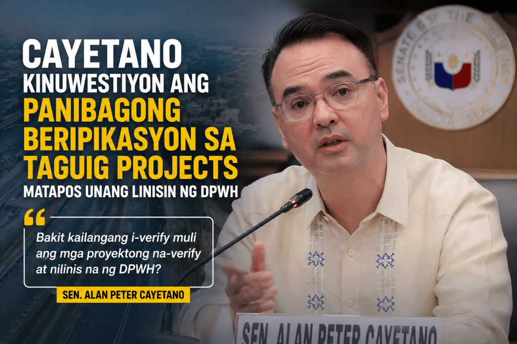 Cayetano kinuwestiyon ang panibagong beripikasyon sa Taguig projects matapos unang linisin ng DPWH
