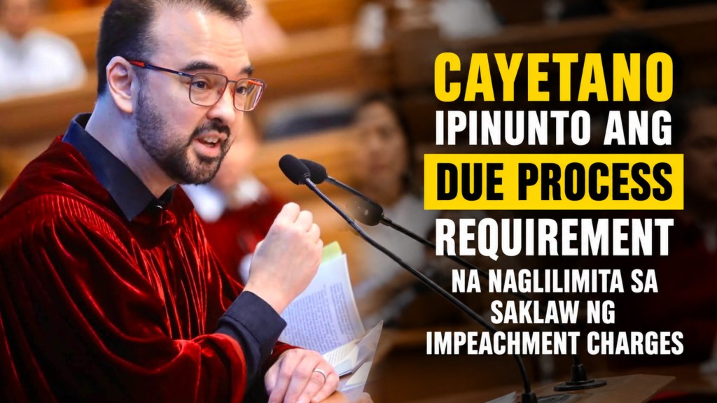 Cayetano ipinunto ang due process requirement na naglilimita sa saklaw ng impeachment charges