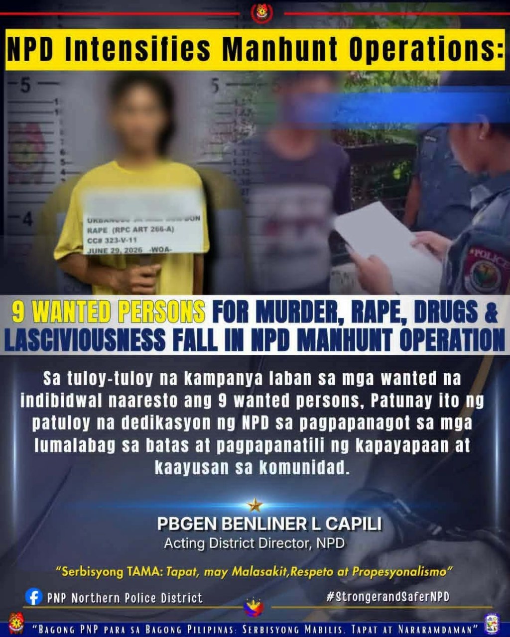 9 Wanted Persons Timbog sa Malawakang Manhunt Operation ng&nbsp;NPD