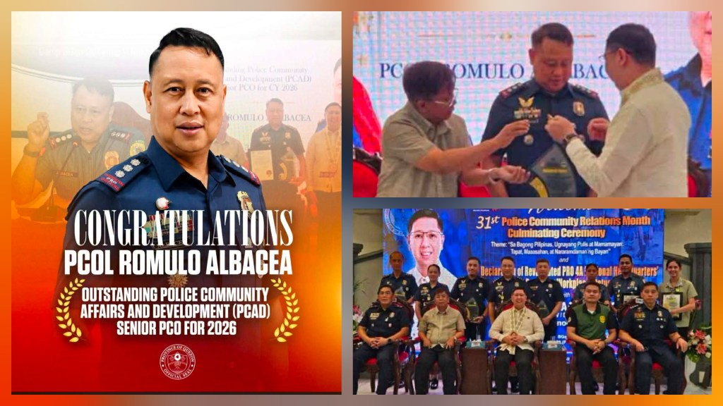 QUEZON POLICE PROVINCIAL OFFICE, PINARANGALAN BILANG OUTSTANDING PROVINCIAL OFFICE SA PRO 4A