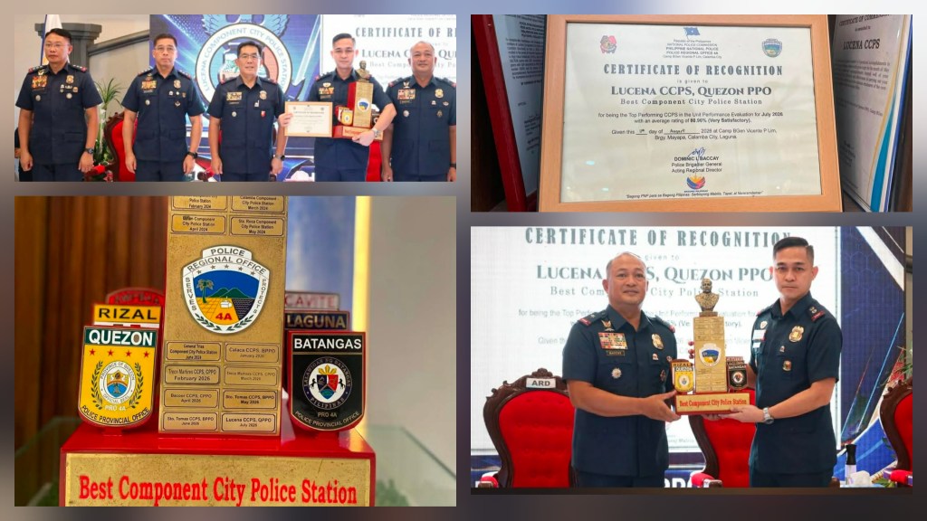 LUCENA CCPS KINILALA BILANG BEST COMPONENT CITY POLICE STATION SA BUONG&nbsp;CALABARZON